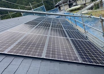奈良県東吉野村にて、ソーラーパネル新設工事。カラーベスト新設工事。 施工写真(1)